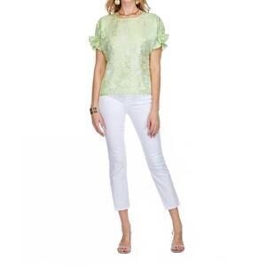 NEW JADE women's shirred sleeve crop top in lime